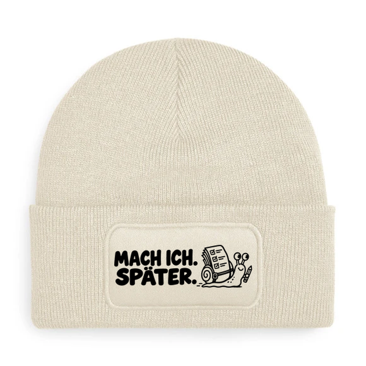 Mütze MACH ICH. SPÄTER. Comic-Schnecke Beige