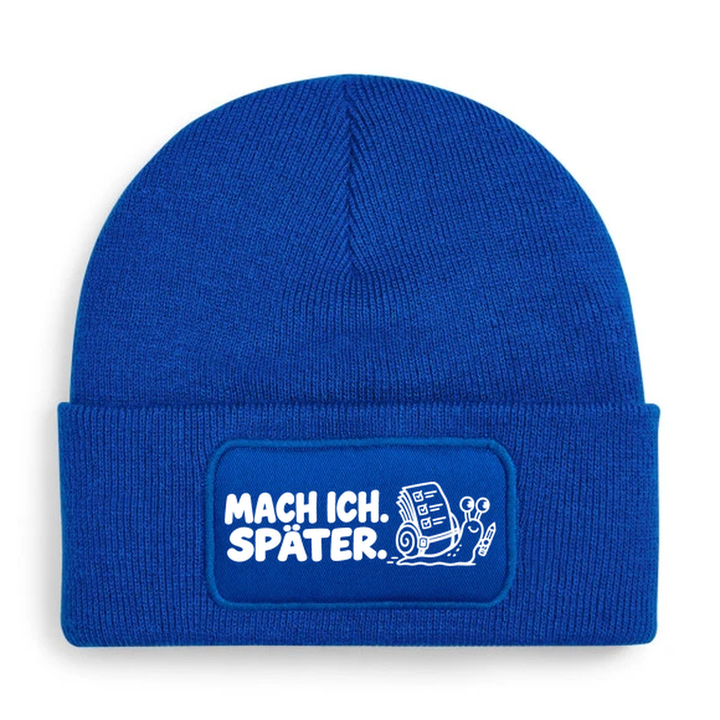 Mütze MACH ICH. SPÄTER. Comic-Schnecke Blau