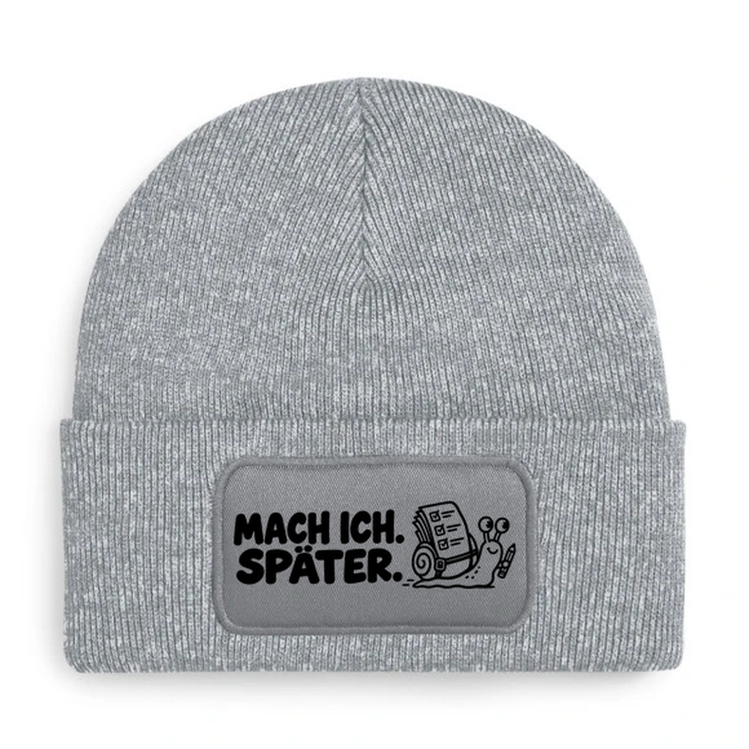 Mütze MACH ICH. SPÄTER. Comic-Schnecke Grau