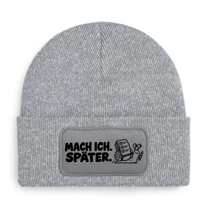 Mütze MACH ICH. SPÄTER. Comic-Schnecke Grau