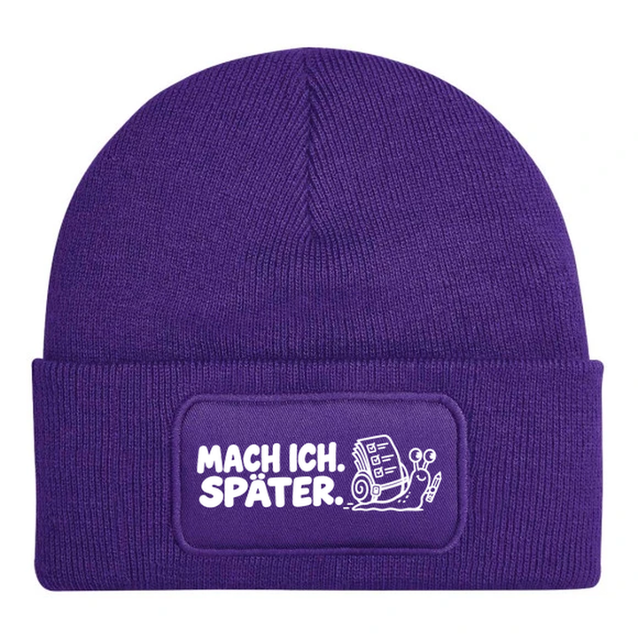 Mütze MACH ICH. SPÄTER. Comic-Schnecke Lila