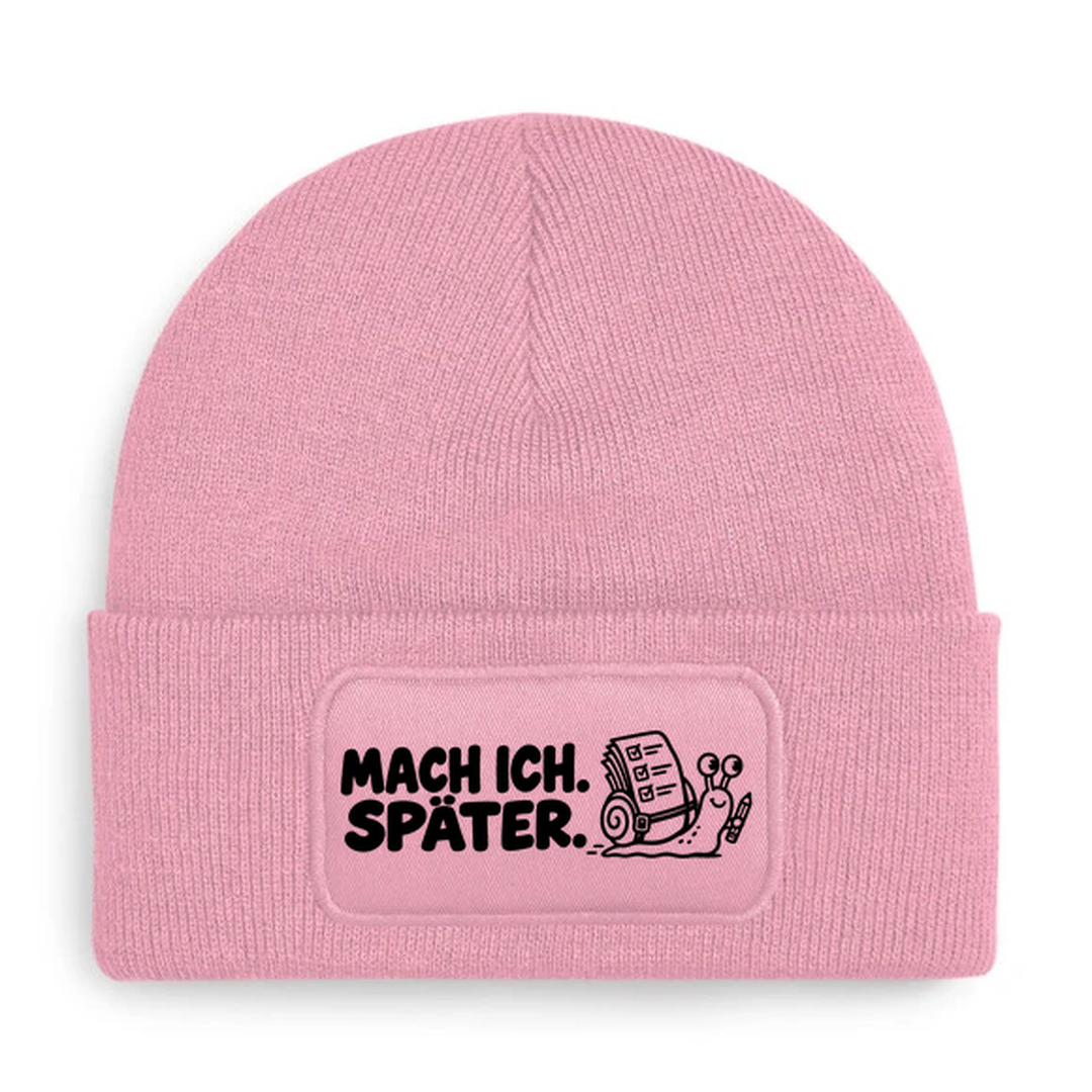 Mütze MACH ICH. SPÄTER. Comic-Schnecke Rosa