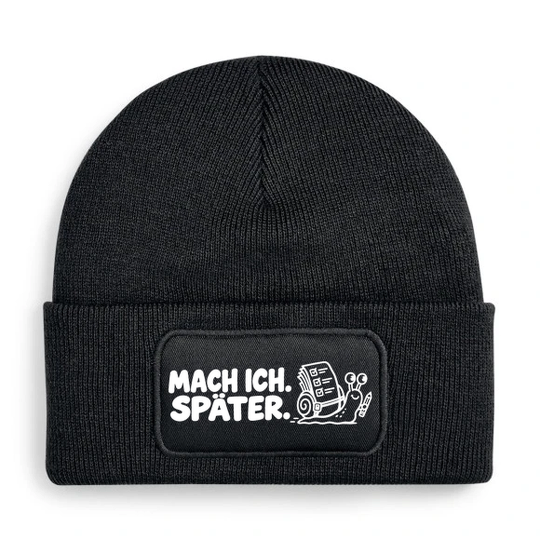 Mütze MACH ICH. SPÄTER. Comic-Schnecke Schwarz