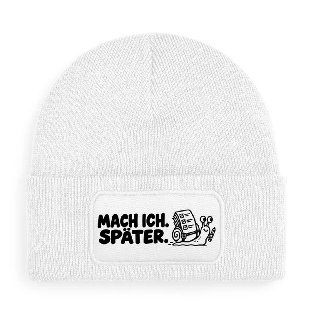 Mütze MACH ICH. SPÄTER. Comic-Schnecke Weiß