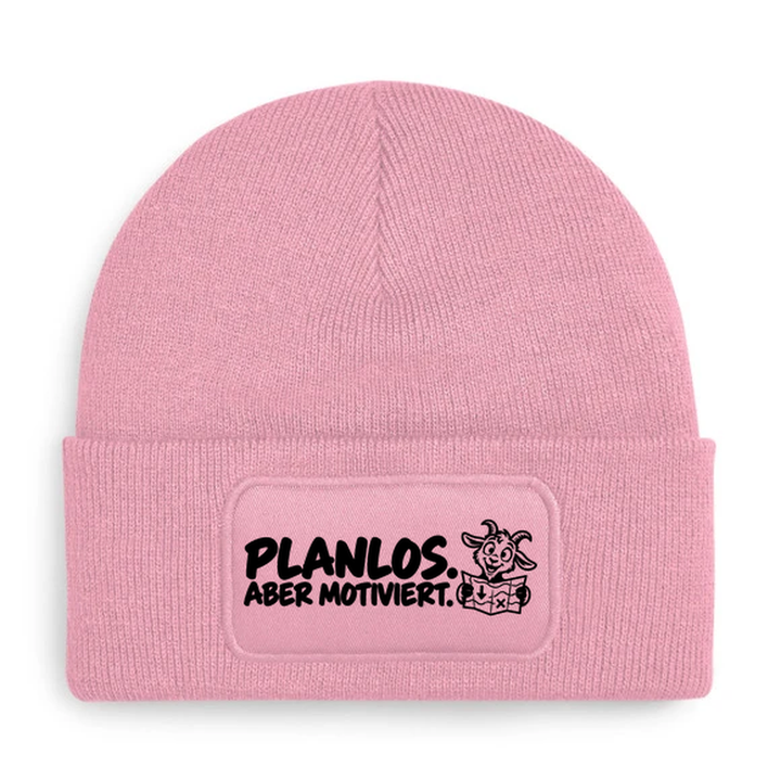 Mütze PLANLOS. ABER MOTIVIERT. Comic-Ziege Rosa