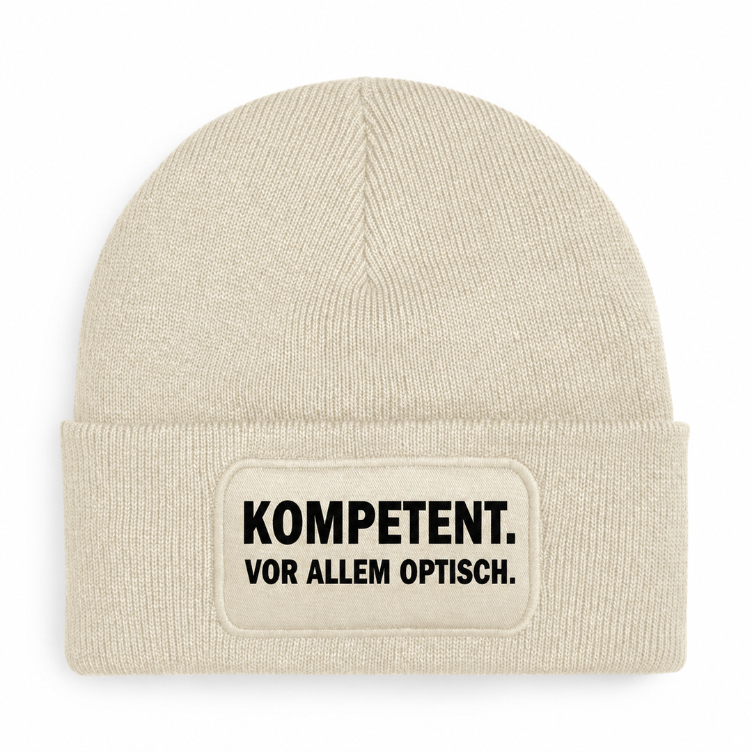 Mütze KOMPETENT. VOR ALLEM OPTISCH. – Beige