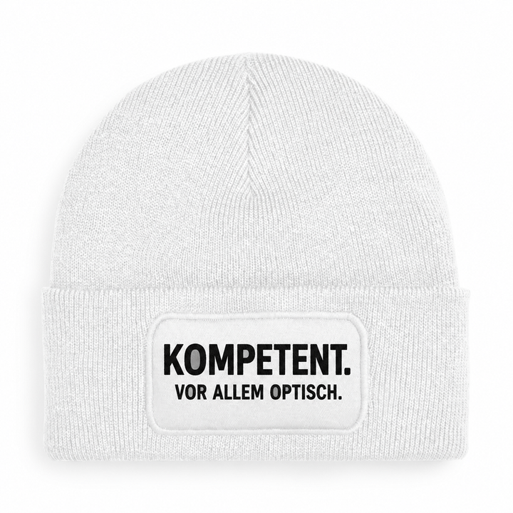 Mütze KOMPETENT. VOR ALLEM OPTISCH. – Weiß