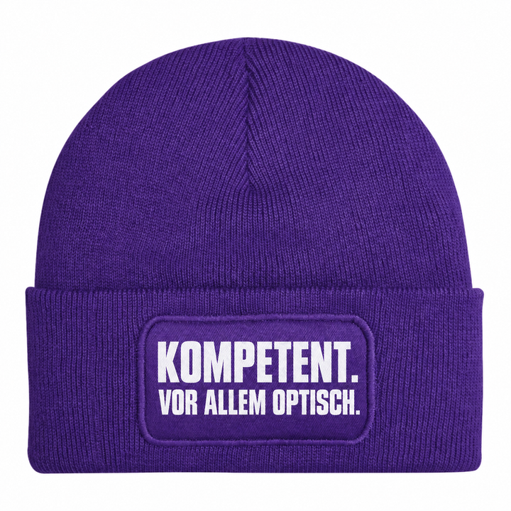Mütze KOMPETENT. VOR ALLEM OPTISCH. – Lila