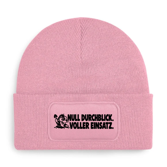 Mütze NULL DURCHBLICK. VOLLER EINSATZ. mit Comic-Maulwurf in Rosa