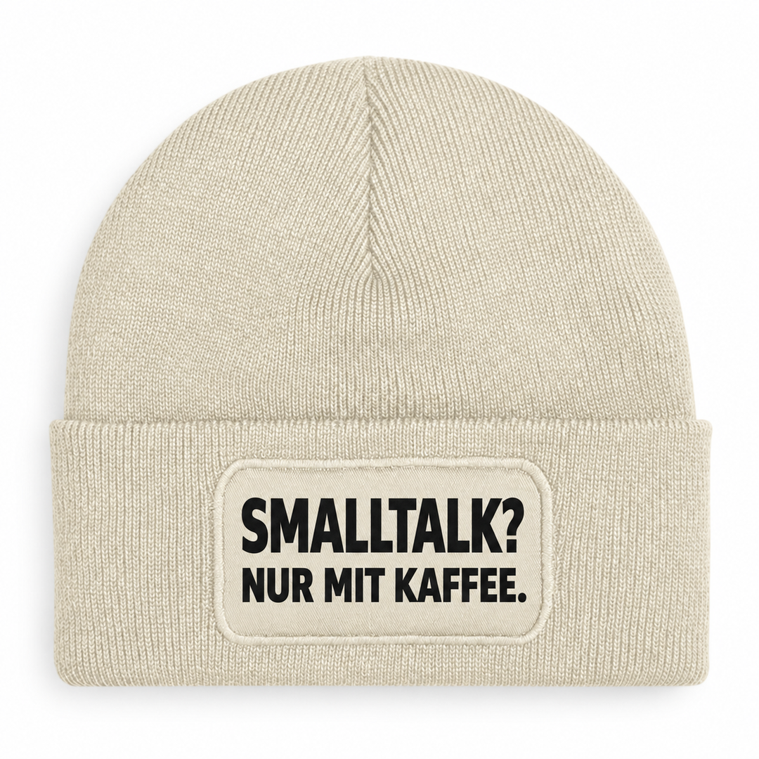 PEPAM Mütze SMALLTALK? NUR MIT KAFFEE. – Beige