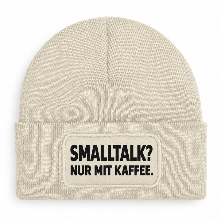 PEPAM Mütze SMALLTALK? NUR MIT KAFFEE. – Beige