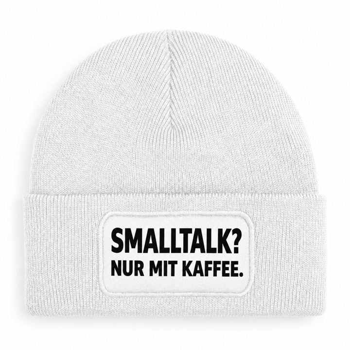 PEPAM Mütze SMALLTALK? NUR MIT KAFFEE. – Weiss