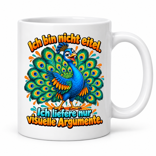 Lustige Pfau-Tasse – Visuelle Argumente