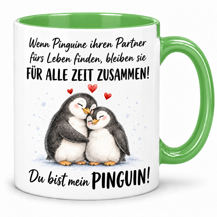 Pinguin-Tasse – Du bist mein Pinguin – gruen