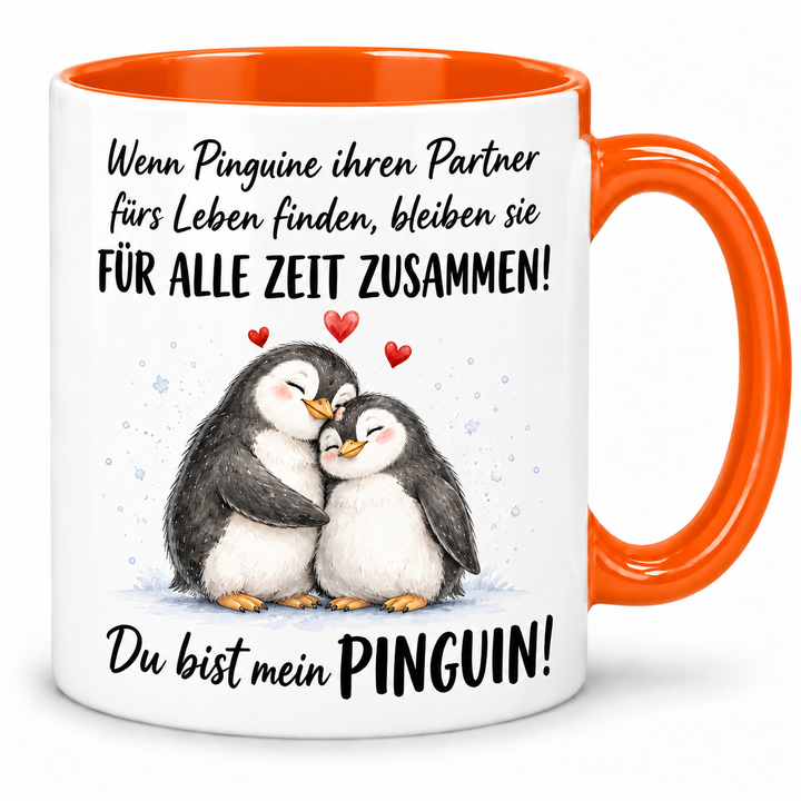 Pinguin-Tasse – Du bist mein Pinguin – orange