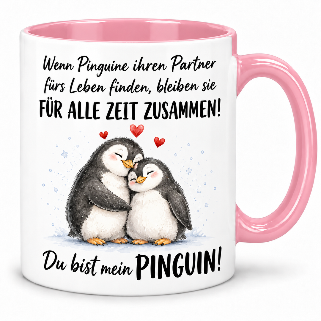 Pinguin-Tasse – Du bist mein Pinguin – rosa