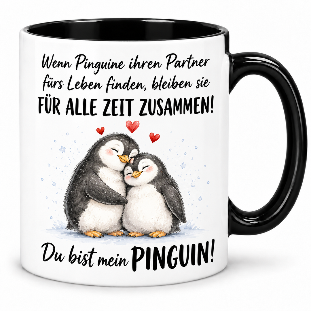Pinguin-Tasse – Du bist mein Pinguin – schwarz
