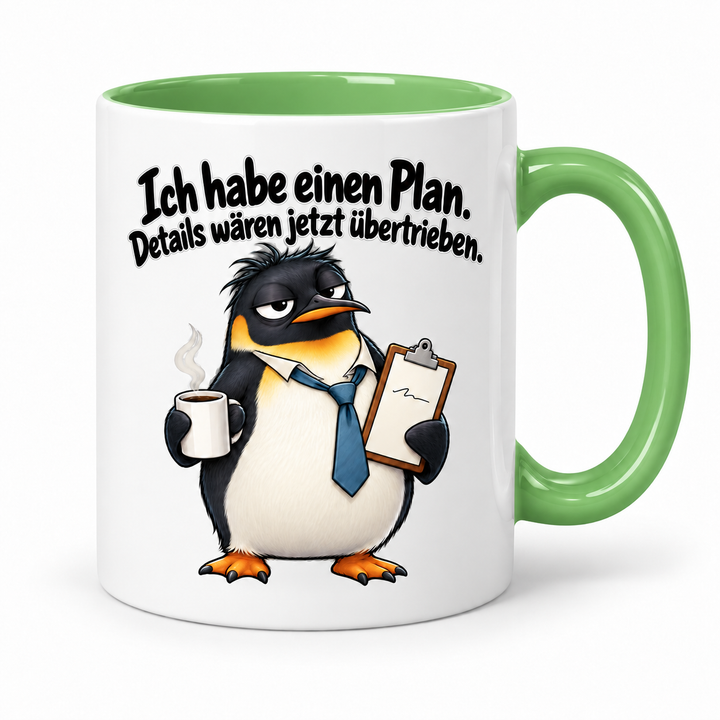 Lustige Pinguin-Tasse – Grün