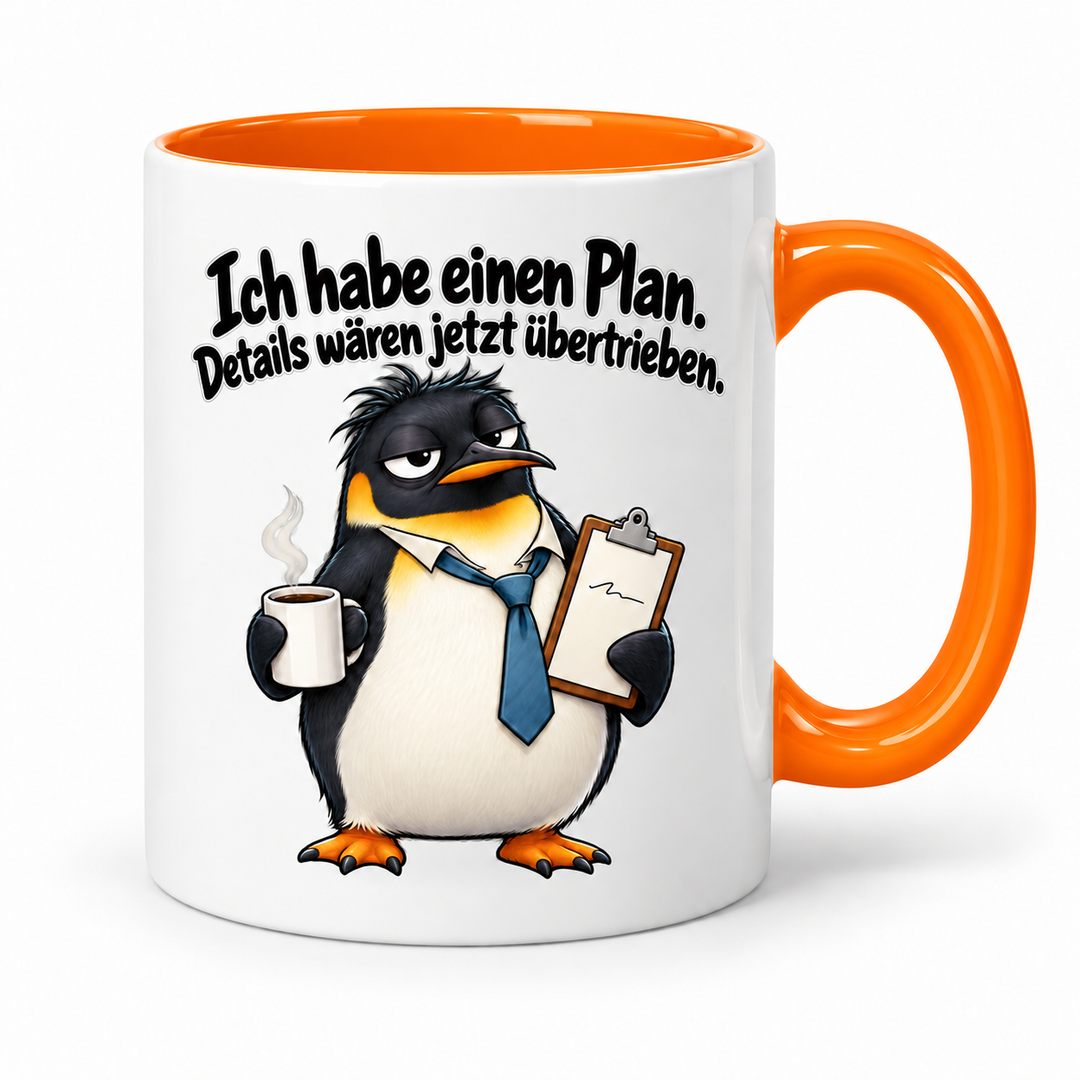 Lustige Pinguin-Tasse – Orange