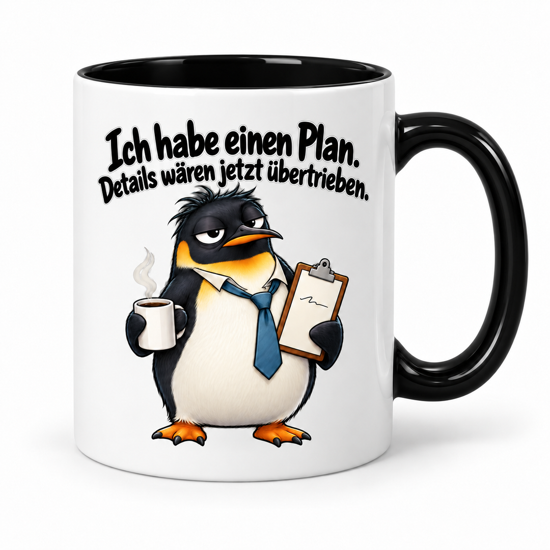 Lustige Pinguin-Tasse – Schwarz