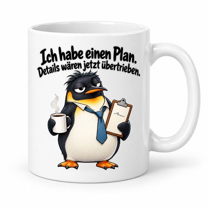 Lustige Pinguin-Tasse – Weiß