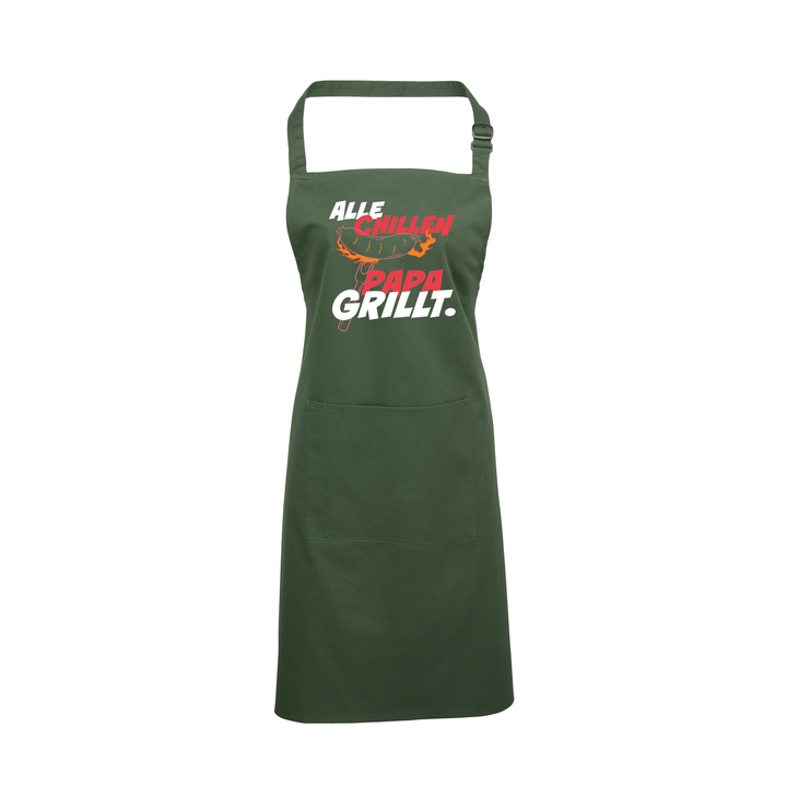 Grillschürze „Alle chillen, Papa grillt“ – Lustige Kochschürze für Männer | Perfektes Geschenk für Vatertag & BBQ