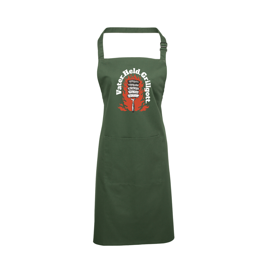 Grillschürze „Grillgott“ – Lustige BBQ Schürze für Männer | Perfektes Geschenk für Grillmeister & Vatertag