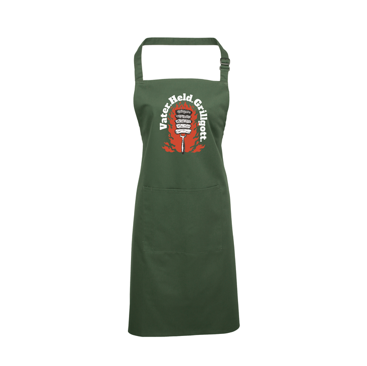 Grillschürze „Grillgott“ – Lustige BBQ Schürze für Männer | Perfektes Geschenk für Grillmeister & Vatertag