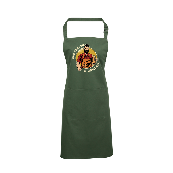 Grillschürze „Nur chillen und grillen“ – Lustige BBQ Schürze für Männer | Perfektes Geschenk für Grillfans