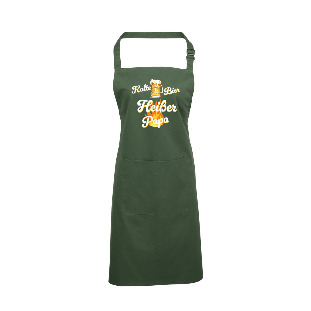Grillschürze „Kalte Bier, heißer Papa“ – Lustige BBQ Schürze | Perfektes Geschenk für Vatertag & Grillmeister
