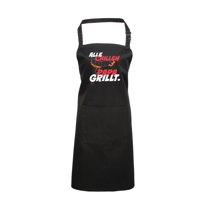 Grillschürze „Alle chillen, Papa grillt“ – Lustige Kochschürze für Männer | Perfektes Geschenk für Vatertag & BBQ