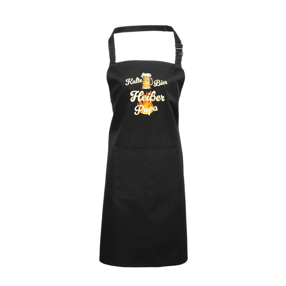 Grillschürze „Kalte Bier, heißer Papa“ – Lustige BBQ Schürze | Perfektes Geschenk für Vatertag & Grillmeister