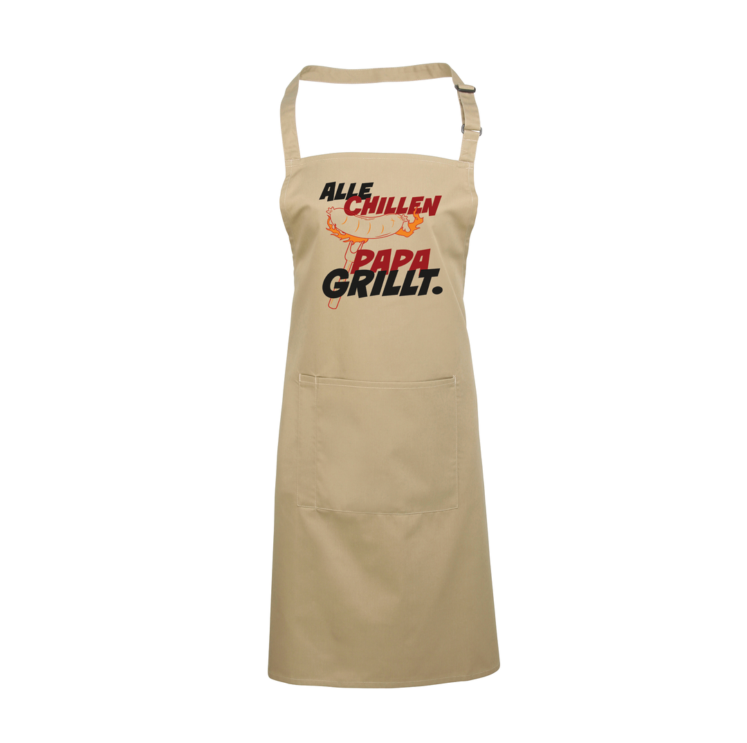 Grillschürze „Alle chillen, Papa grillt“ – Lustige Kochschürze für Männer | Perfektes Geschenk für Vatertag & BBQ