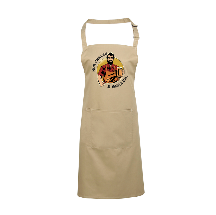Grillschürze „Nur chillen und grillen“ – Lustige BBQ Schürze für Männer | Perfektes Geschenk für Grillfans