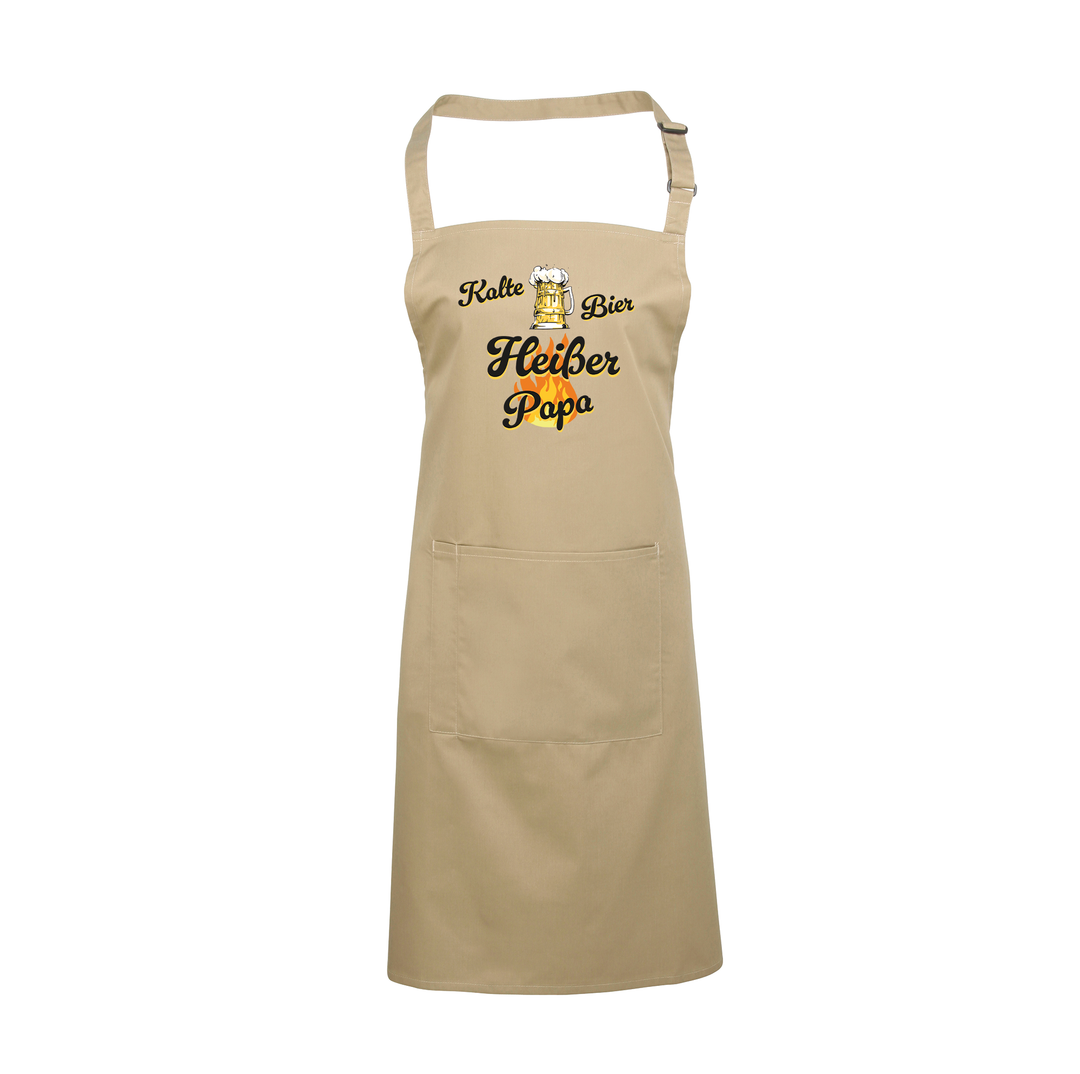 Grillschürze „Kalte Bier, heißer Papa“ – Lustige BBQ Schürze | Perfektes Geschenk für Vatertag & Grillmeister