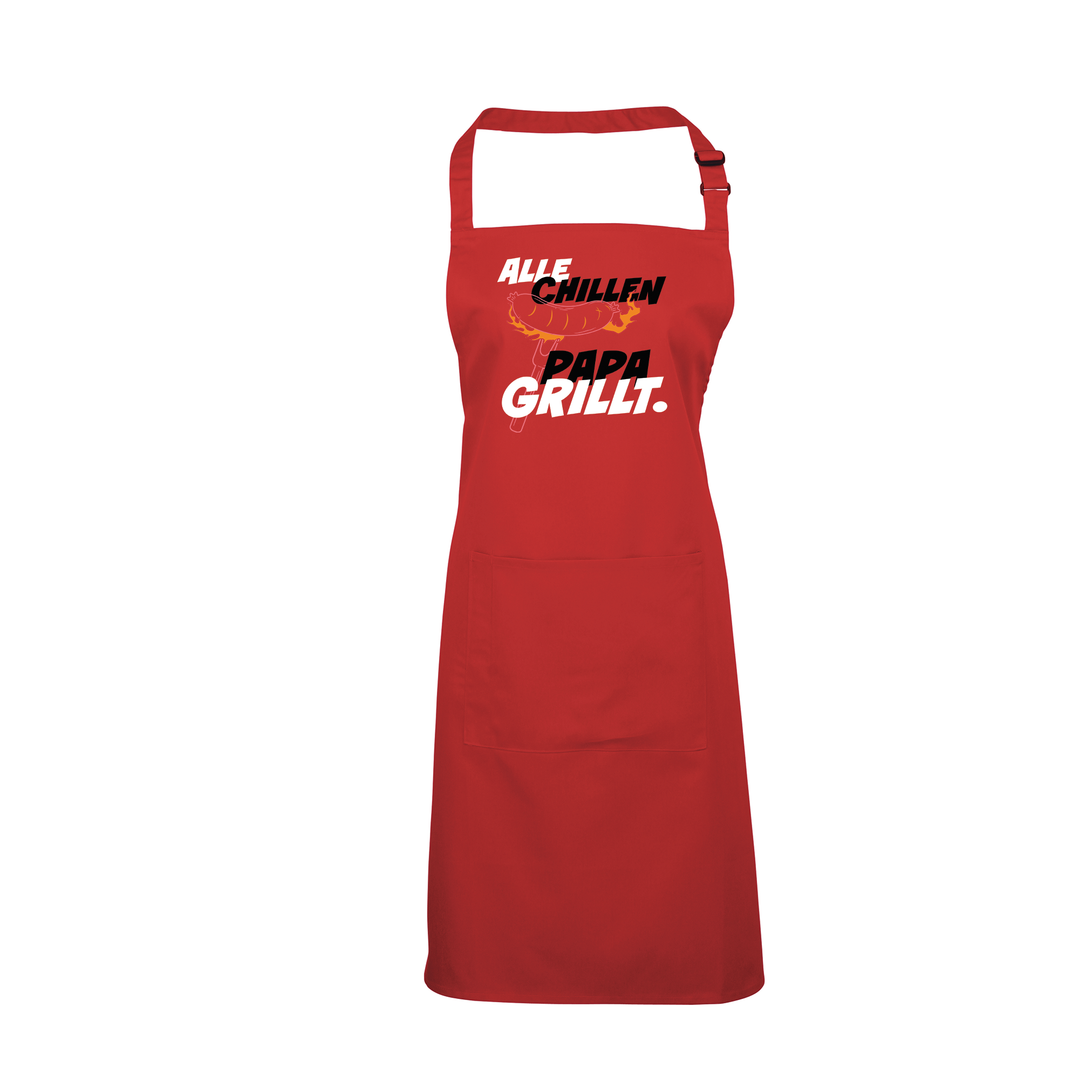 Grillschürze „Alle chillen, Papa grillt“ – Lustige Kochschürze für Männer | Perfektes Geschenk für Vatertag & BBQ