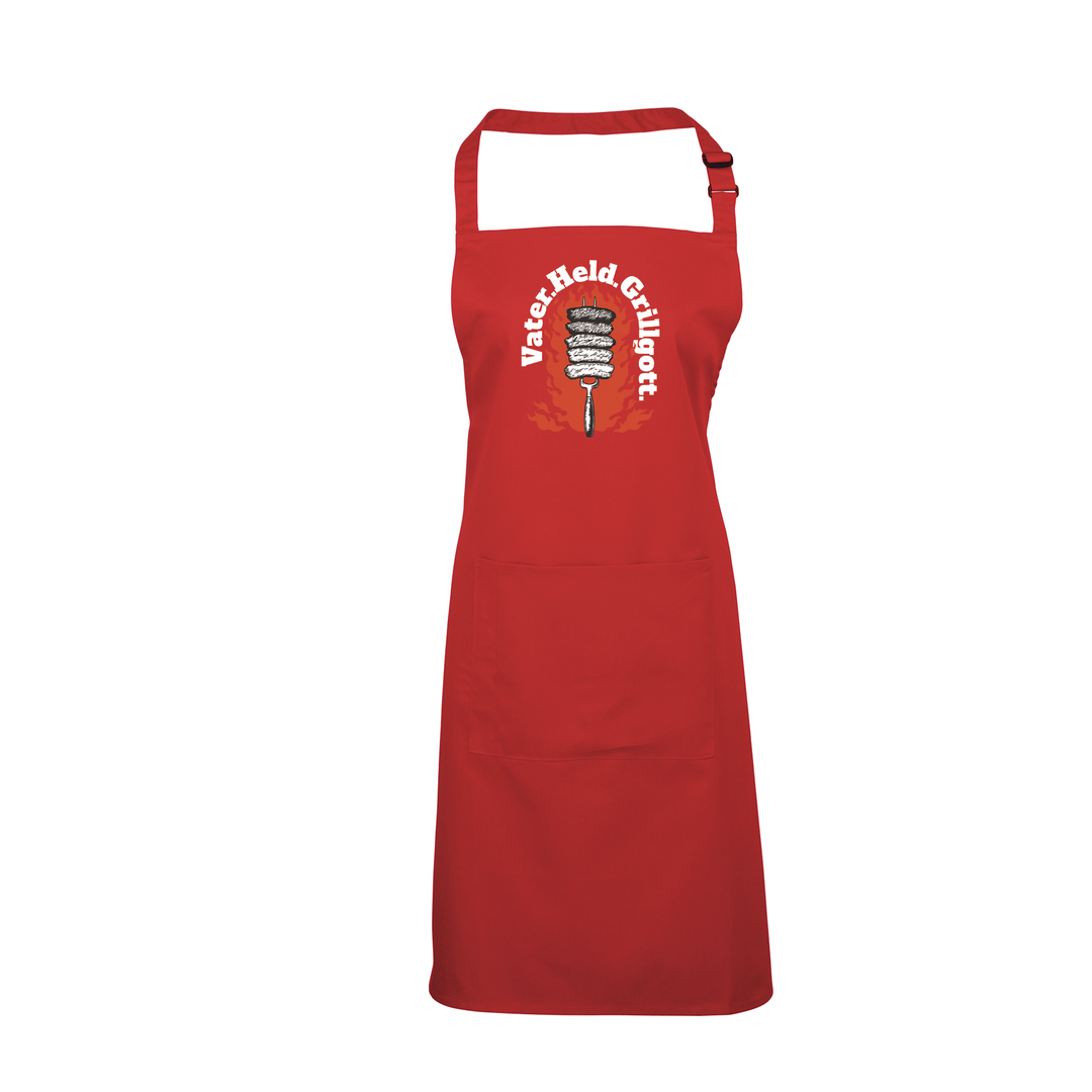 Grillschürze „Grillgott“ – Lustige BBQ Schürze für Männer | Perfektes Geschenk für Grillmeister & Vatertag
