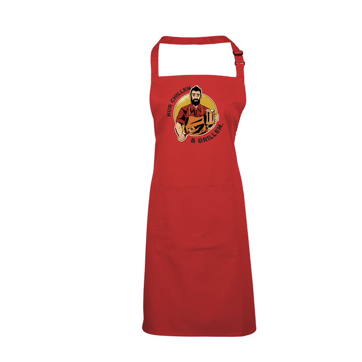 Grillschürze „Nur chillen und grillen“ – Lustige BBQ Schürze für Männer | Perfektes Geschenk für Grillfans