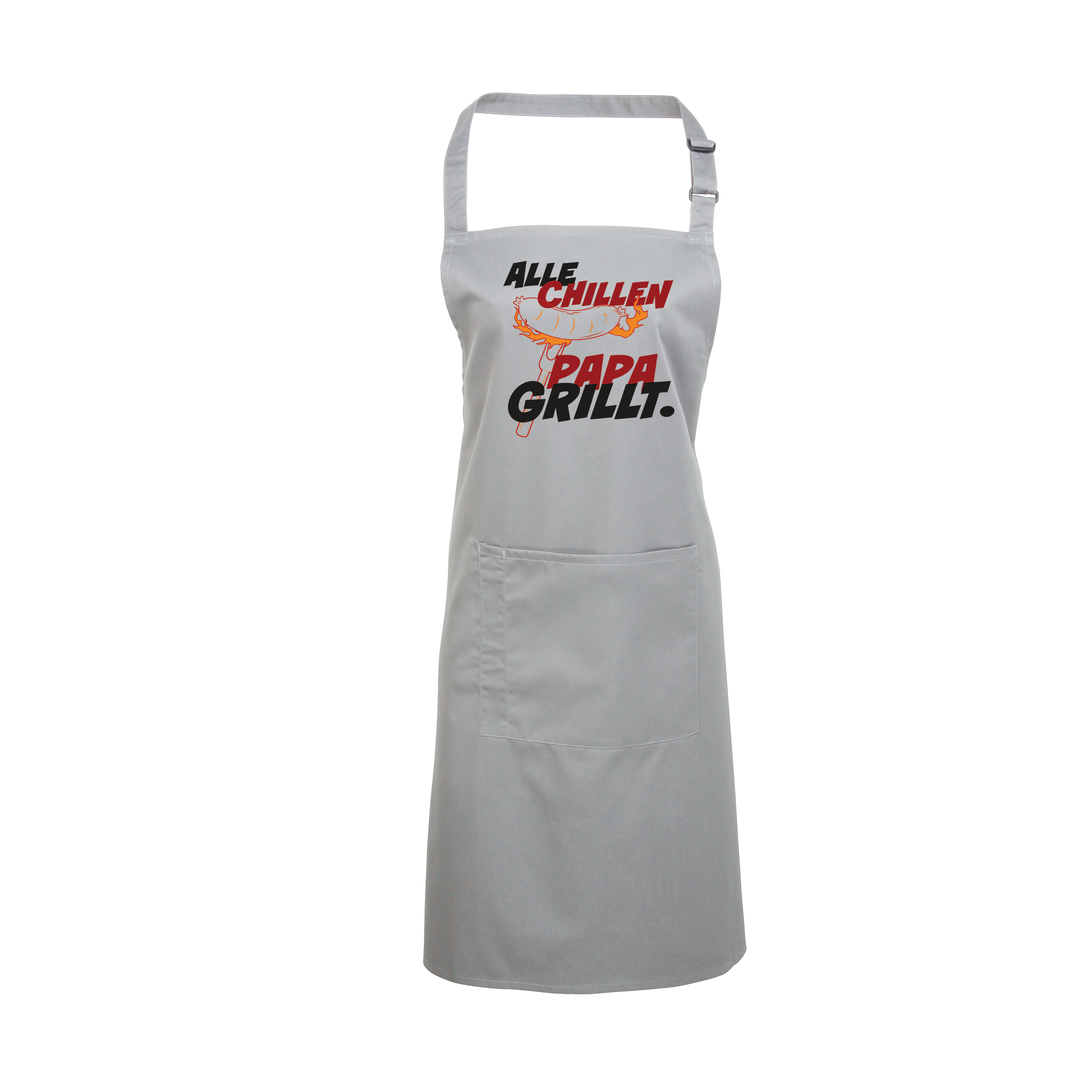 Grillschürze „Alle chillen, Papa grillt“ – Lustige Kochschürze für Männer | Perfektes Geschenk für Vatertag & BBQ