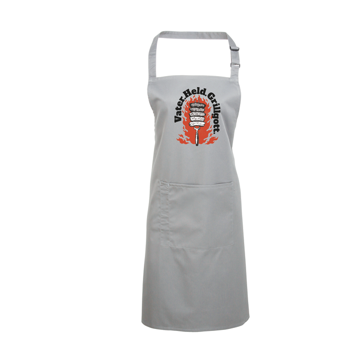 Grillschürze „Grillgott“ – Lustige BBQ Schürze für Männer | Perfektes Geschenk für Grillmeister & Vatertag