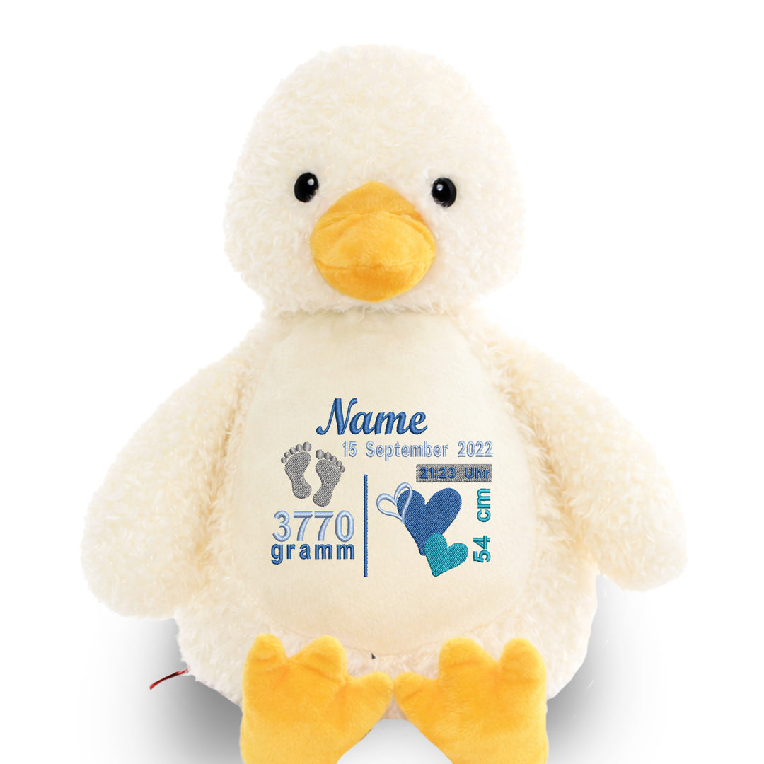 Personalisiertes Kuscheltier Ente mit Name – Weiches Plüschtier für Babys & Kinder | Geschenk zur Geburt, Taufe oder Geburtstag