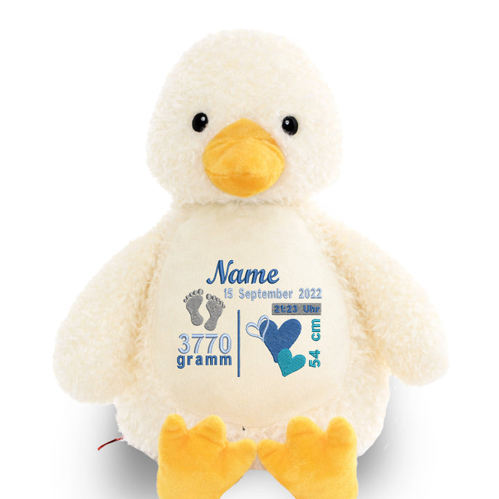 Personalisiertes Kuscheltier Ente mit Name – Weiches Plüschtier für Babys & Kinder | Geschenk zur Geburt, Taufe oder Geburtstag