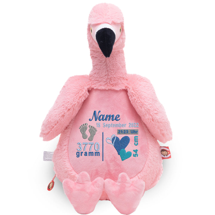Personalisiertes Kuscheltier Flamingo mit Name – Rosa Plüschtier für Babys & Kinder | Geschenk zur Geburt, Taufe oder Geburtstag