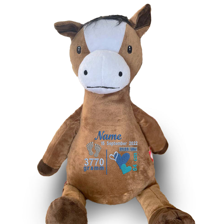 Personalisiertes Kuscheltier Pferd mit Name – Plüschtier Pferde für Babys & Kinder | Geschenk zur Geburt, Taufe oder Geburtstag