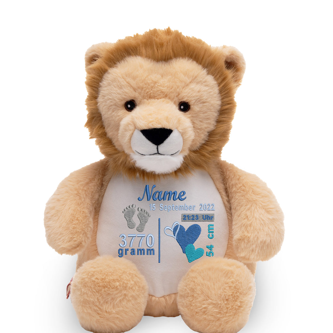 Personalisiertes Kuscheltier Löwe mit Name – Plüschtier für Babys & Kinder | Geschenk zur Geburt, Taufe oder Geburtstag