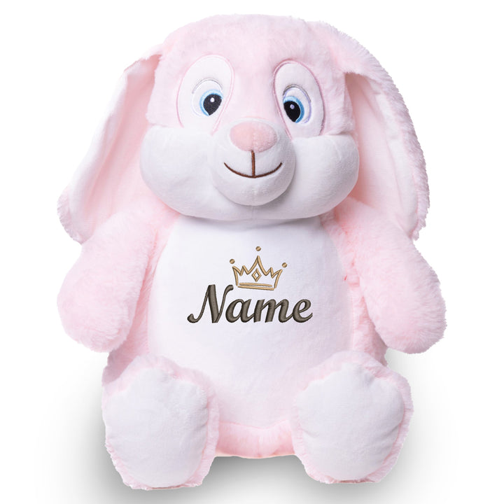 Personalisiertes Kuscheltier Hase Rosa mit Name & Krone – Prinzessin Bunny Plüschtier für Babys & Kinder | Geschenk zur Geburt, Taufe oder Geburtstag