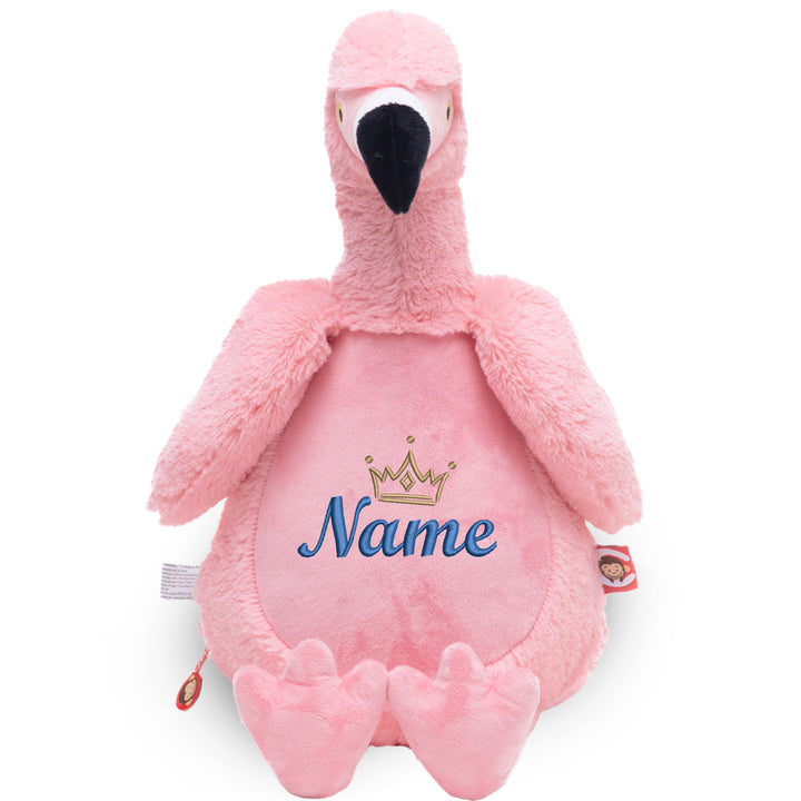 Personalisiertes Kuscheltier Flamingo mit Name & Krone – Rosa Plüschtier für Babys & Kinder | Geschenk zur Geburt, Taufe oder Geburtstag
