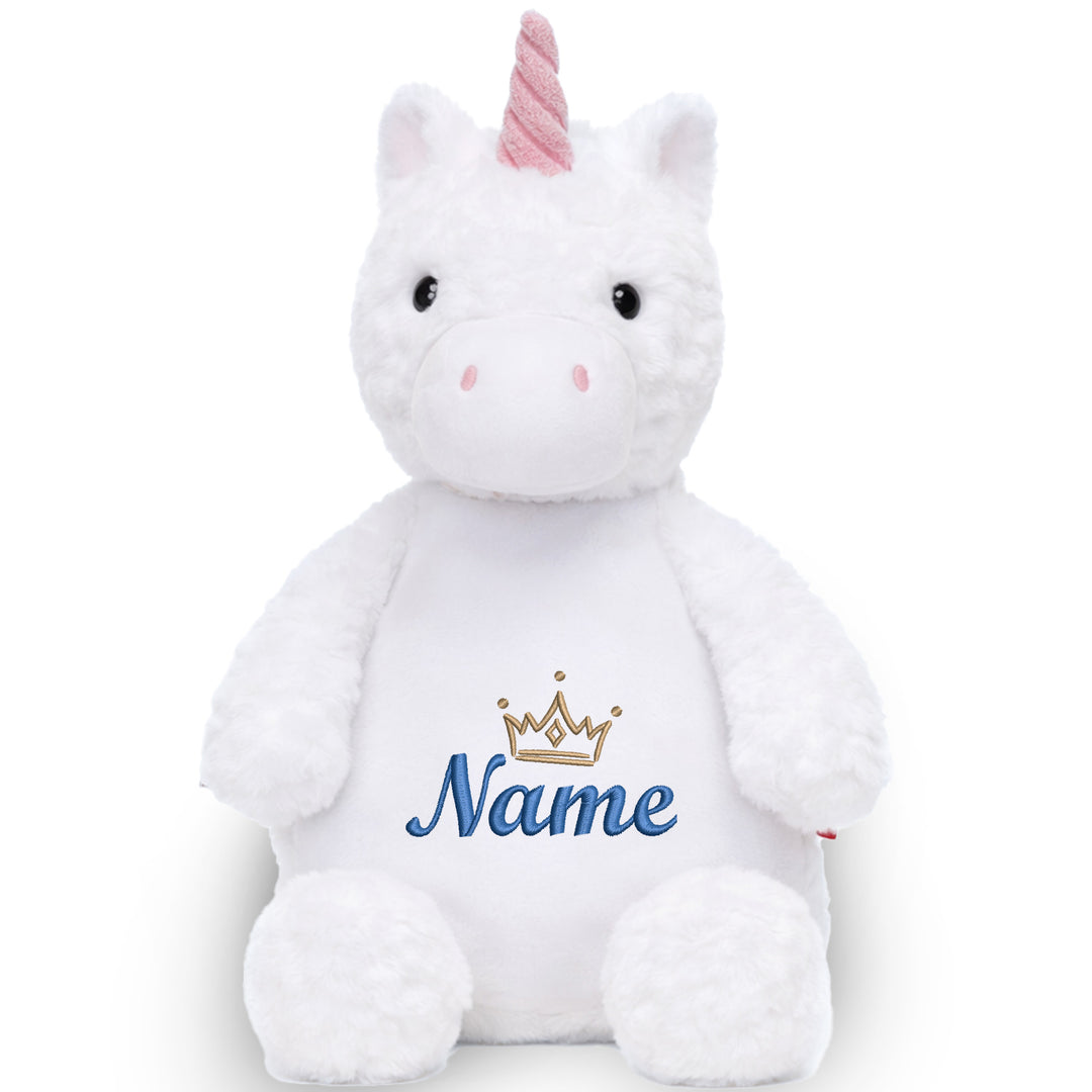 Personalisiertes Kuscheltier Einhorn mit Name & Krone – Prinzessin Plüschtier für Babys & Kinder | Geschenk zur Geburt, Taufe oder Geburtstag