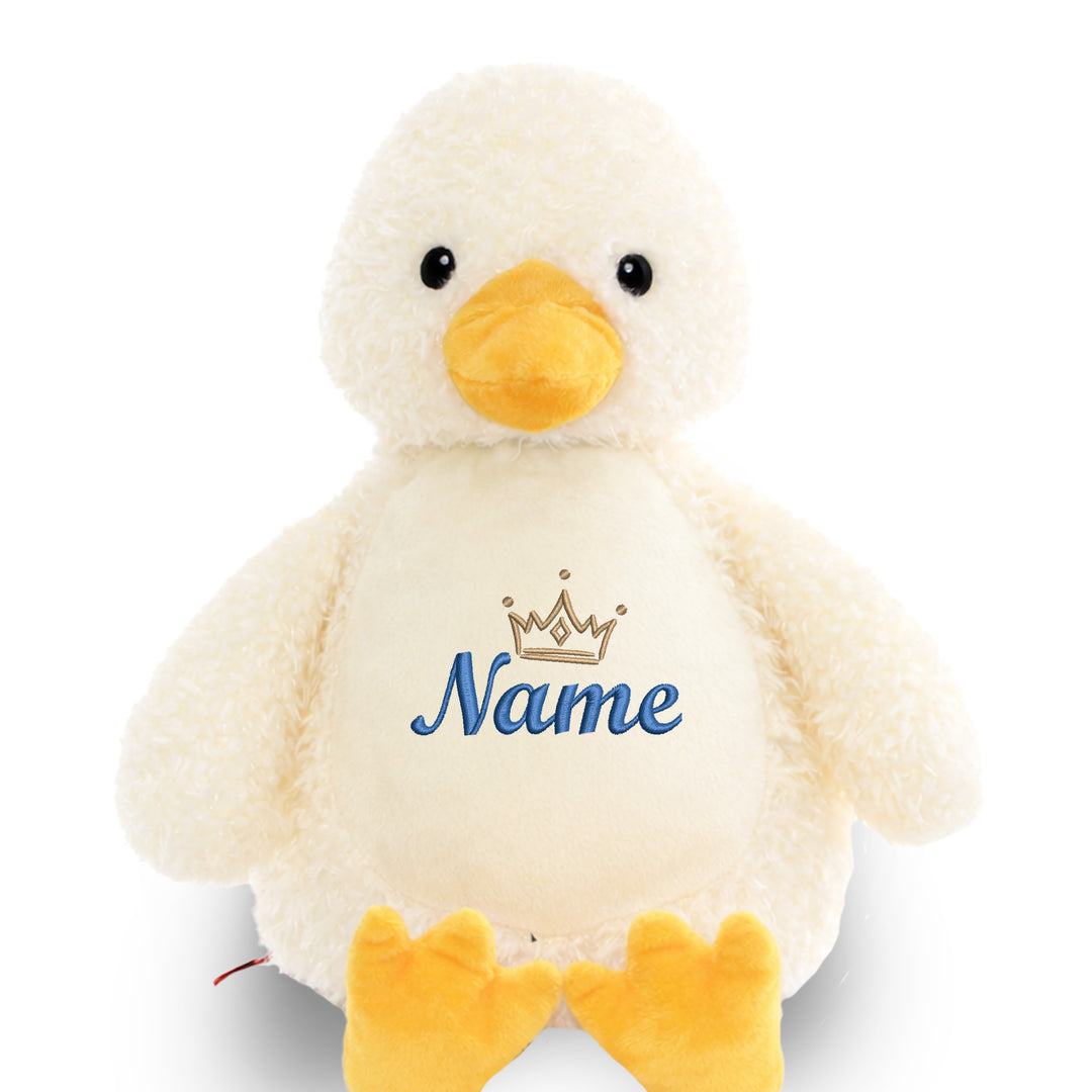 Personalisiertes Kuscheltier Ente mit Name & Krone – Prinzessin/Prinz Plüschtier für Babys & Kinder | Geschenk zur Geburt, Taufe oder Geburtstag