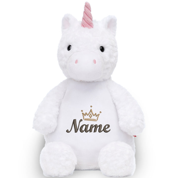 Personalisiertes Kuscheltier Einhorn mit Name & Krone – Prinzessin Plüschtier für Babys & Kinder | Geschenk zur Geburt, Taufe oder Geburtstag
